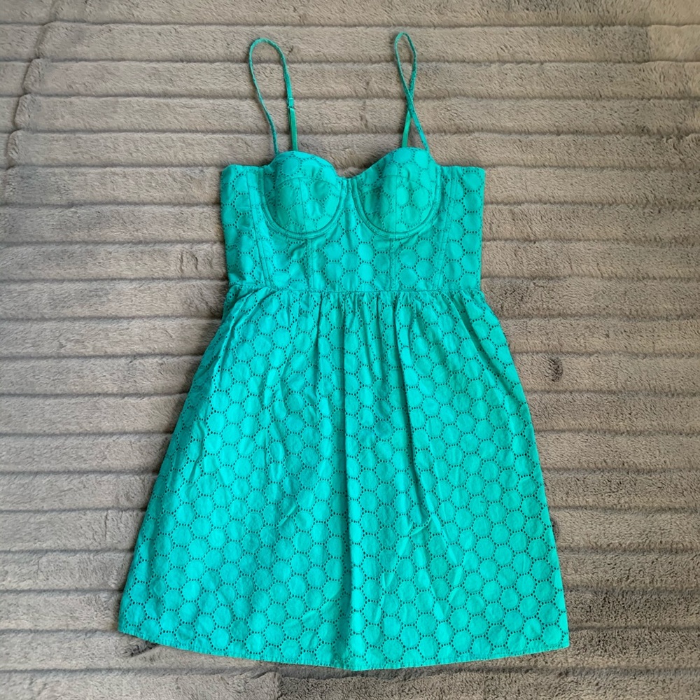 Moda International Teal Eyelet Corset Dress